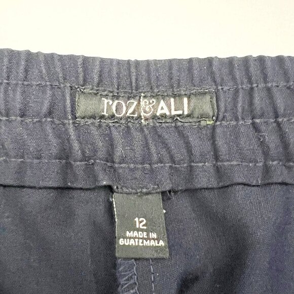Roz & Ali Career Wear Pant Business Casual Trouser Tapered Leg Navy Blue Size 12 - Picture 5 of 15